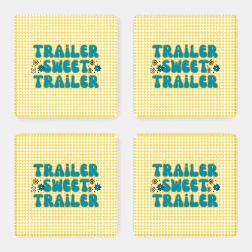 Trailer Sweet Trailer Yellow Harlequin Coaster Set
