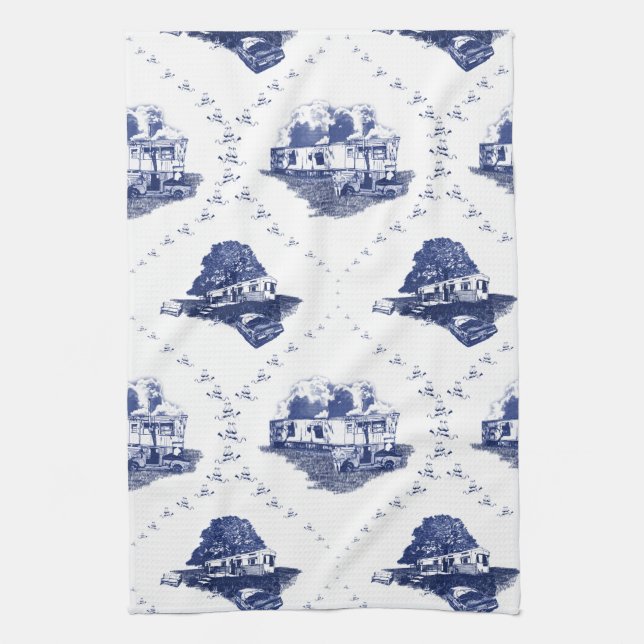 Trailer Trash Toile [kitchen towel] Towel (Vertical)