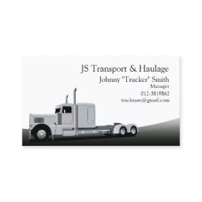 Trailer Truck Haulage Black Business Card