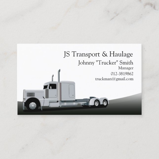 Trailer Truck Haulage Black Business Card (Front)