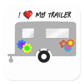 Trailer with Cute Flowers Square Sticker
