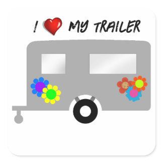 Trailer with Cute Flowers Square Sticker