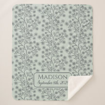 Trailing Floral Name Birth Date Green Baby