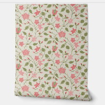 Trailing Floral - Paisley - Coral And Sage Green 
