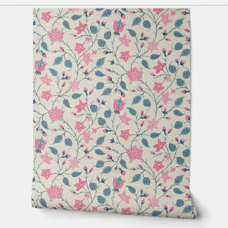 Trailing Floral - Paisley - Soft Pink & Dusty Blue Wallpaper