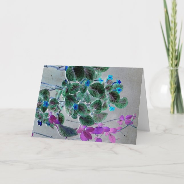 "Trailing Flowers" Digitally Edited Blue & Purple Card (Front)
