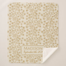 Trailing Gold Floral Name Birth Date Baby