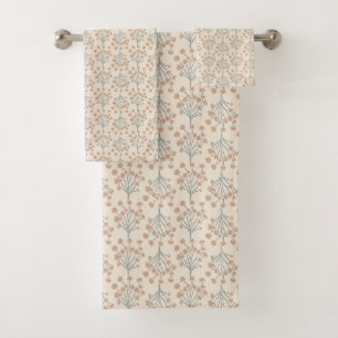 Trailing Meadow Vines   Soft Botanical Terracotta Bath Towel Set