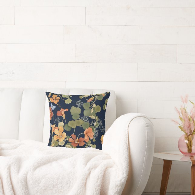 Trailing Nasturtiums Throw Pillow (Couch)