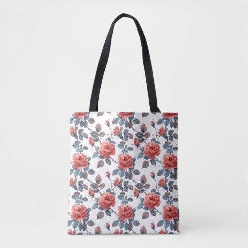 Trailing Roses Floral Tote Bag