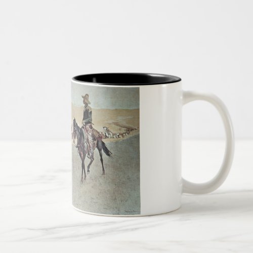 Trailing Texas Longhorns oil on canvas Two_Tone Coffee Mug