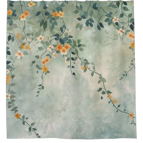 Trailing Vine With Orange Flowers Shower Curtain