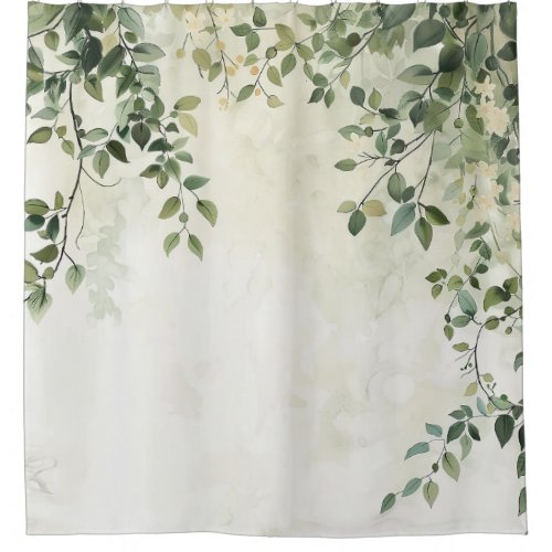 Trailing Vines With White Flowers Shower Curtain