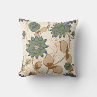 Trailing Water Lily Dark Green Throw Pillow