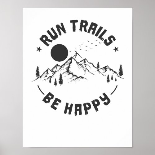 Traillauf Run Trails Be Happy Poster