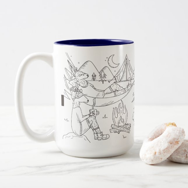 Trailpaca Stary Night Camp Sensations Two-Tone Coffee Mug (With Donut)