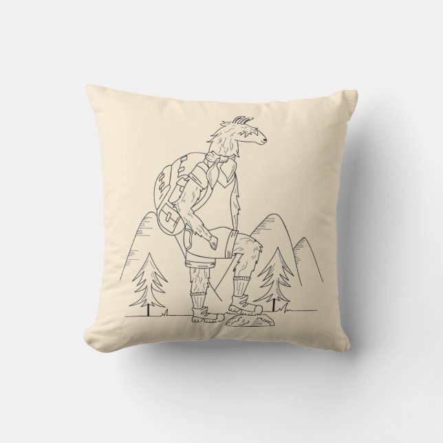 Trailpaca Trail Blazing Mountain Khaki Throw Pillow (Front)