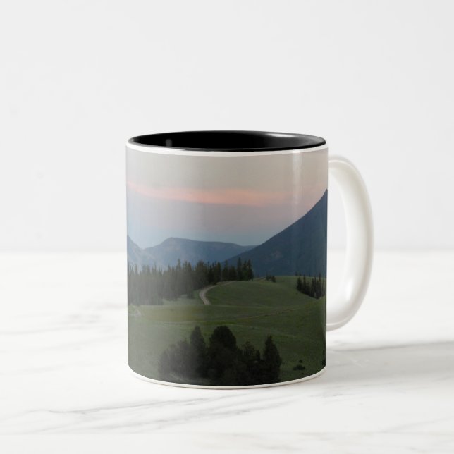 Trails through the Mountains Two-Tone Coffee Mug (Front Right)
