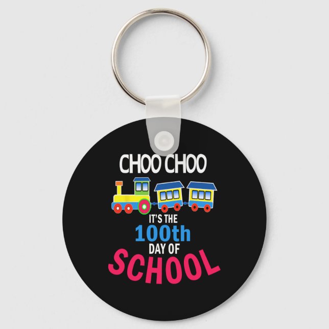 Train 100 Days Of Kindergarten School Student Teac Keychain (Front)