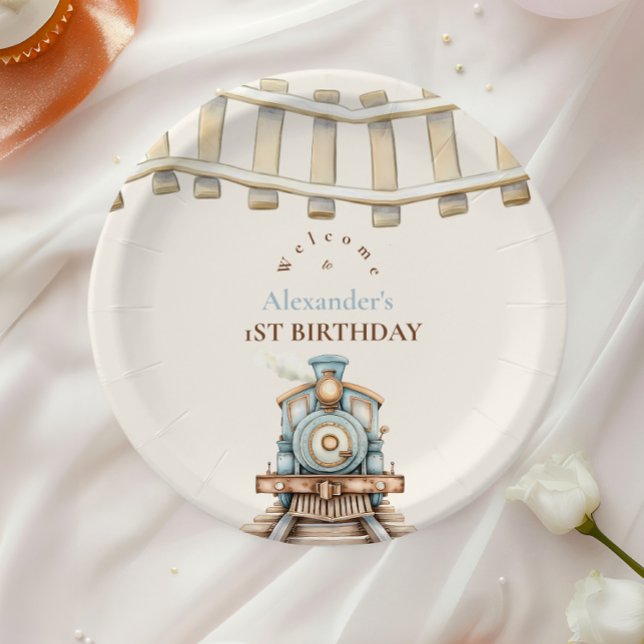Train 1st Birthday  Paper Plates (Creator Uploaded)