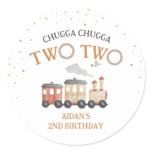 Train 2nd Birthday Party  Classic Round Sticker