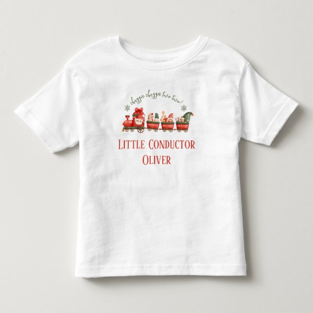 Train 2nd Birthday Party Little Conductor Toddler T-shirt (Front)