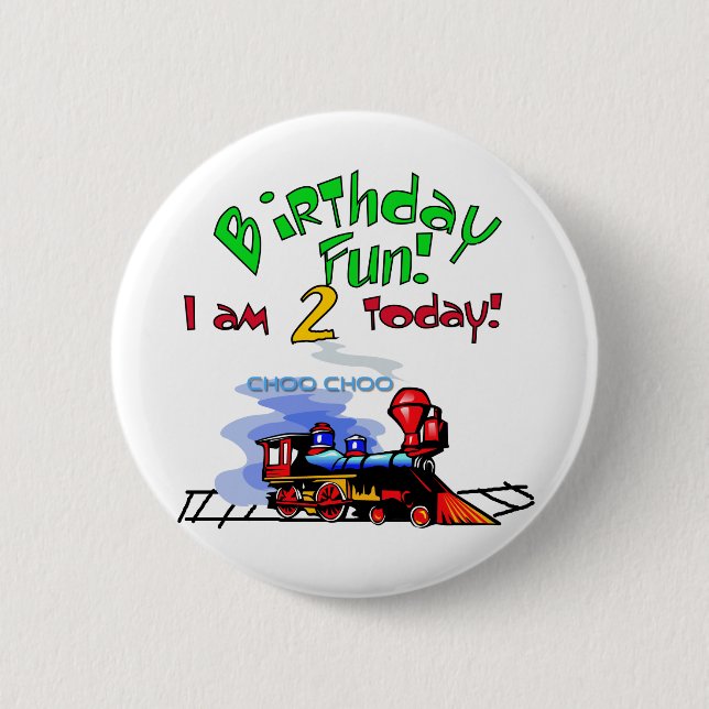 Train 2nd Birthday Tshirts and Gifts Pinback Button (Front)