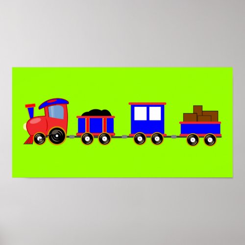 train_312107 train cartoon toy engine cars red blu poster