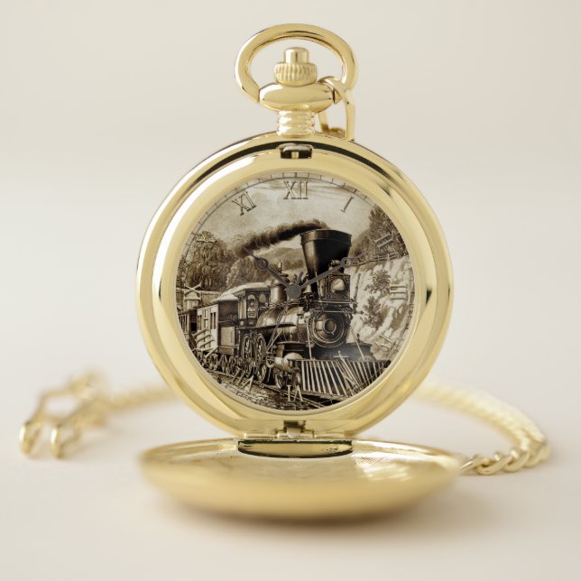 Train 32 & Numeral Option Pocket Watch (Inside)