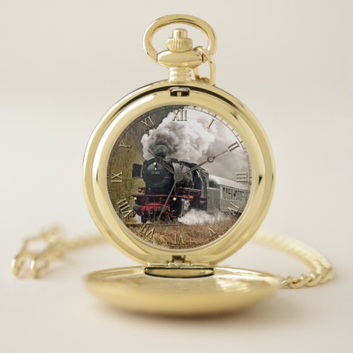 Train 34 &amp; Numeral Option Pocket Watch