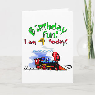 Train 4th Birthday Tshirts and Gifts Card