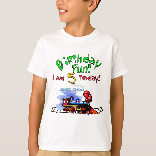 Kids T Shirt Name 5th Birthday Train Personalise with Name Birthday Gift 