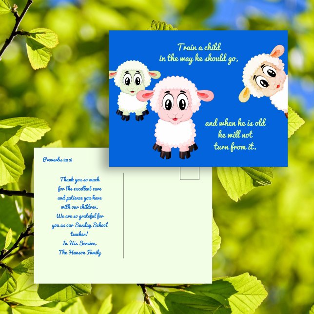 Train a Child Lambs Childcare Scripture  Postcard (Creator Uploaded)
