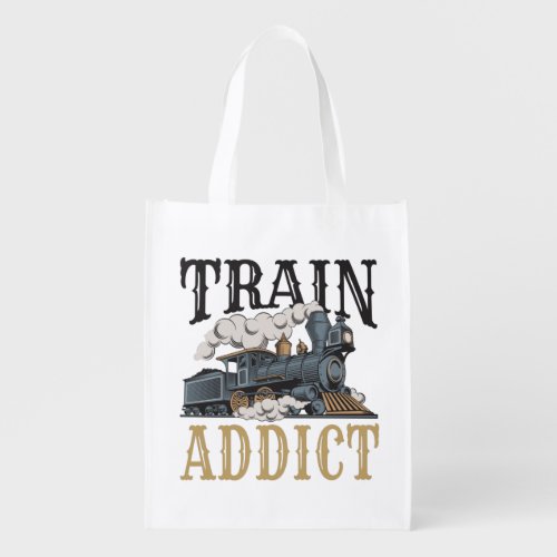 Train Addict Model Railroad Railway Hobbyist Grocery Bag