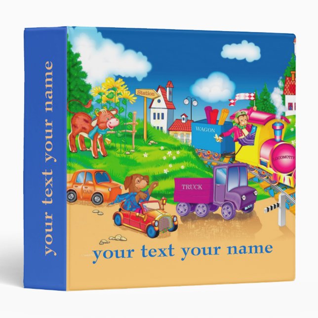train and car 3 ring binder (Front/Spine)