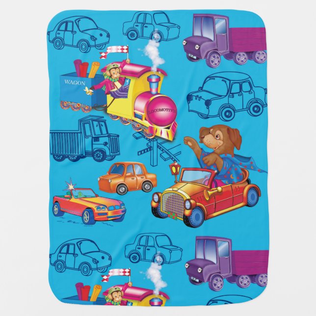 train and car baby blanket (Front)