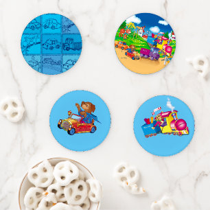 train and car coaster set