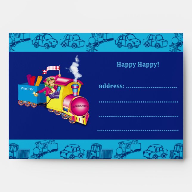 train and car for the boy envelope (Front)