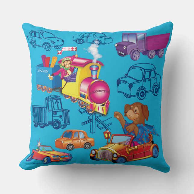 train and car for the boy throw pillow (Front)