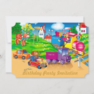train and car invitation