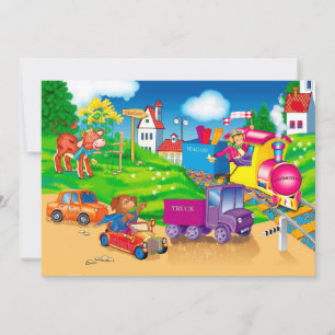 train and car invitation