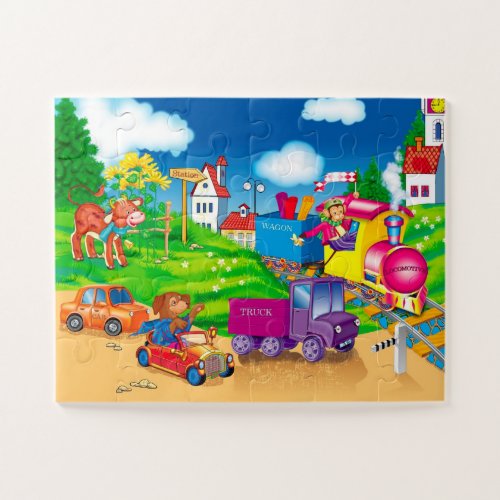 train and car jigsaw puzzle