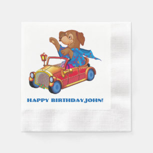 train and car paper napkins