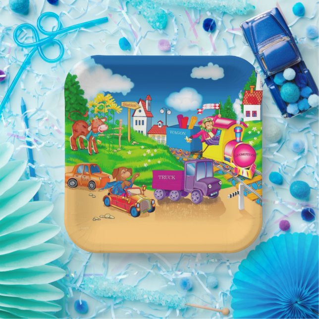train and car paper plates (Party)