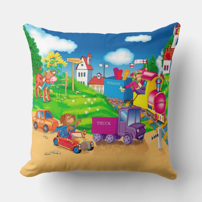 train and car throw pillow (Front)