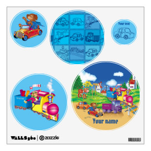 train and car wall decal