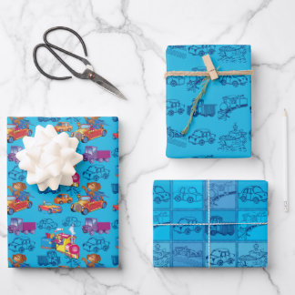 train and car  wrapping paper sheets