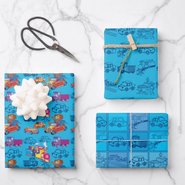 train and car  wrapping paper sheets (Front)