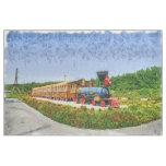 Train and Eiffel tower in Miracle Garden,Dubai Fabric