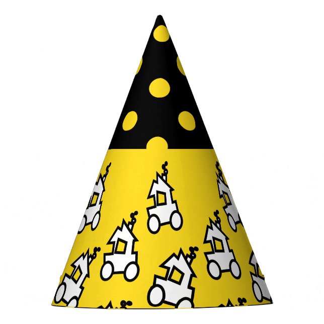 Train and Polka Dots Birthday Party Hat (Front)
